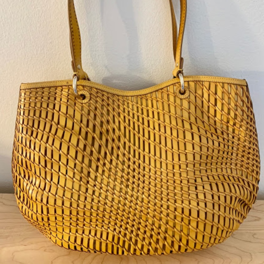 Cole Haan Genevieve Open Weave Tote Medium Tan